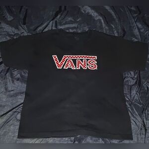 Vans Black Tee with Red Checkered Logo